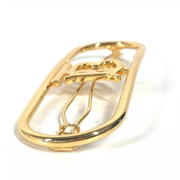 BURBERRY TB logo hair accessories hair pin Barrette Metal Gold Unused